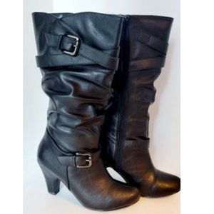 Unr8ed Black Faux Leather Laney Heeled Boots Size 6.5